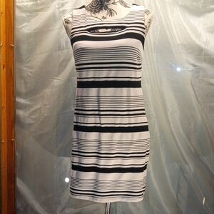 Tribal Femme Monochrome Striped Sleeveless Mini Dress